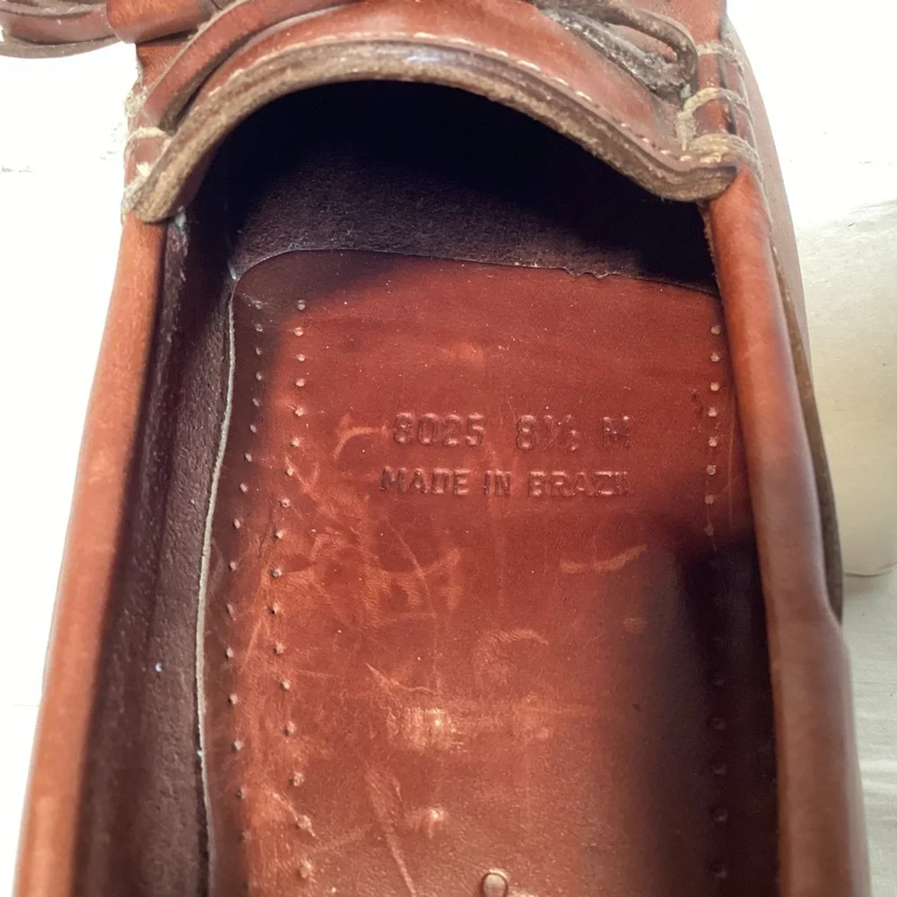 Men’s Hunt Club Brown Leather Tassel Loafers Size 8 1/2 - Picture 6 of 10